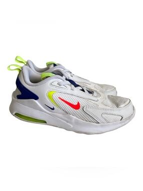 Nike Kids White Sneakers with Neon Yellow & Royal Blue Accents